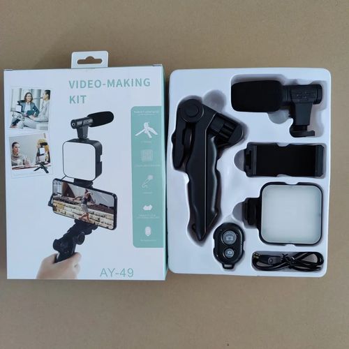 Kit De Vidéos Vlogging + Microphone + Trépied à Lumière LED