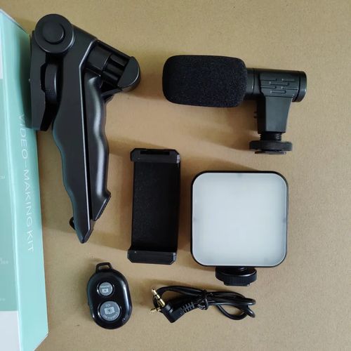 Kit De Vidéos Vlogging + Microphone + Trépied à Lumière LED