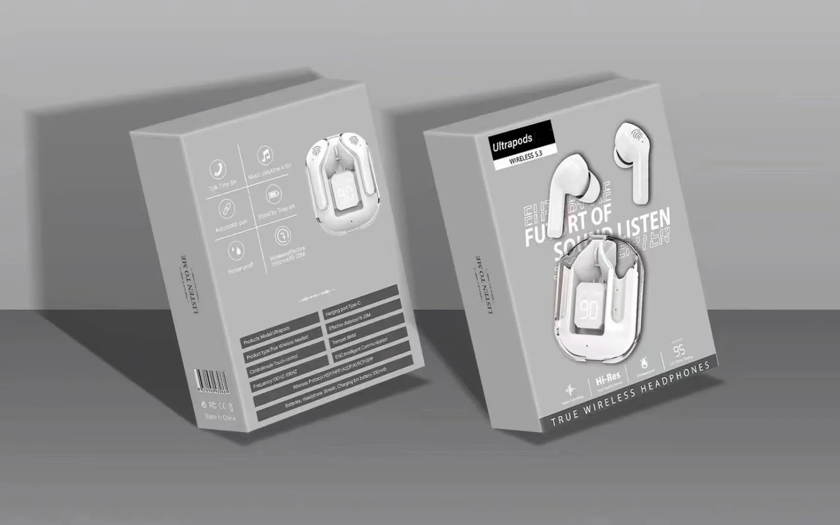 Écouteurs sans fil transparent