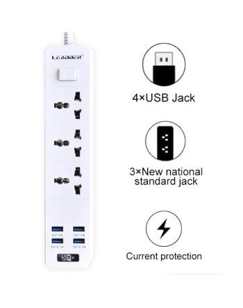Multiprise 2en 1 / 4 ports usb- 3 prises