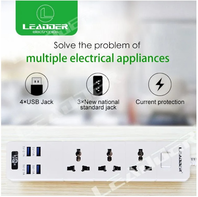 Multiprise 2en 1 / 4 ports usb- 3 prises