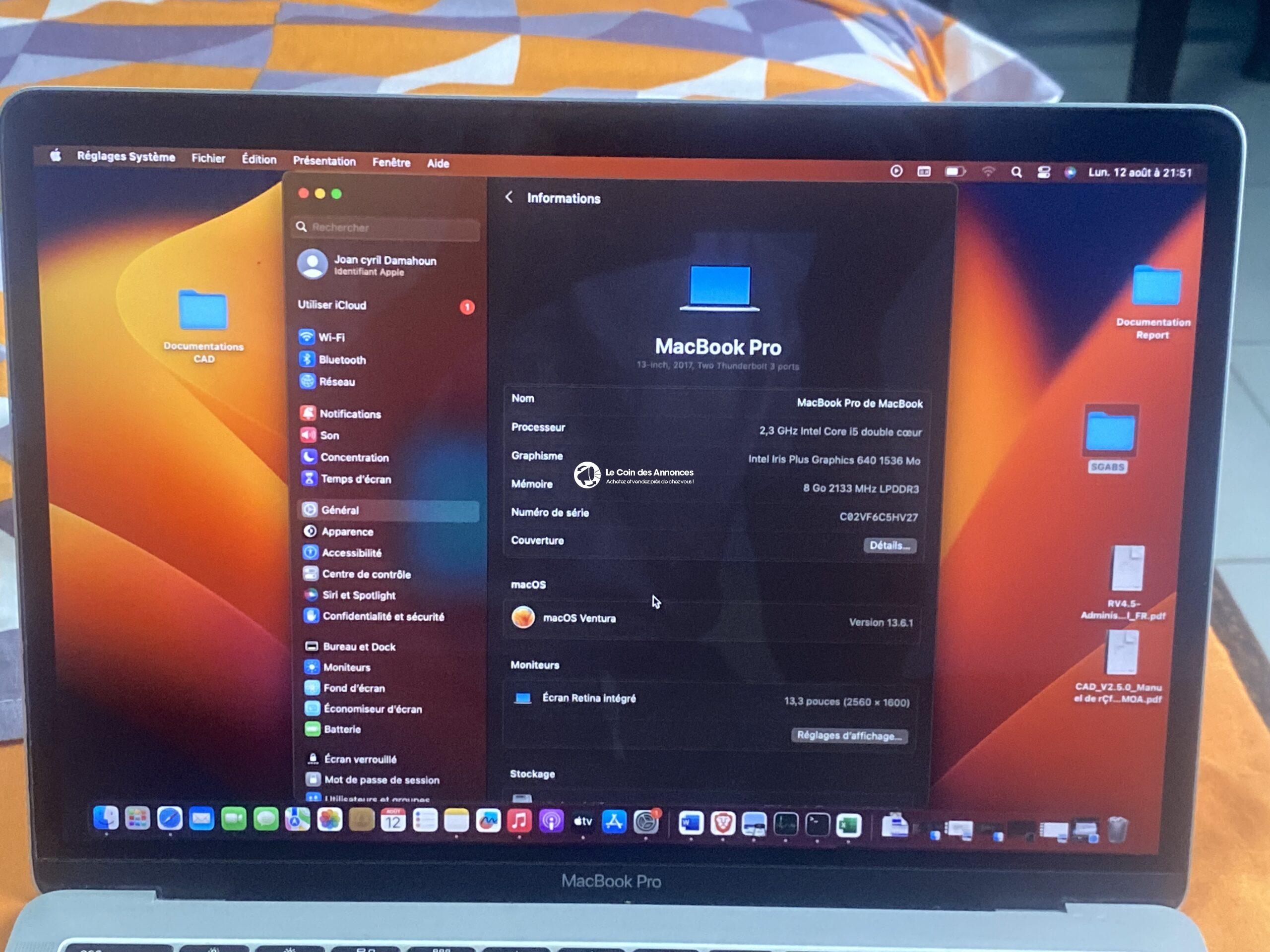 Mac book pro Année 2017