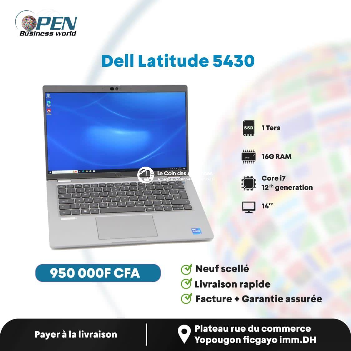 Dell Latitude 5430 SSD 1 Tera 16G RAM Core i7 12th generation 14″POUCE FHD