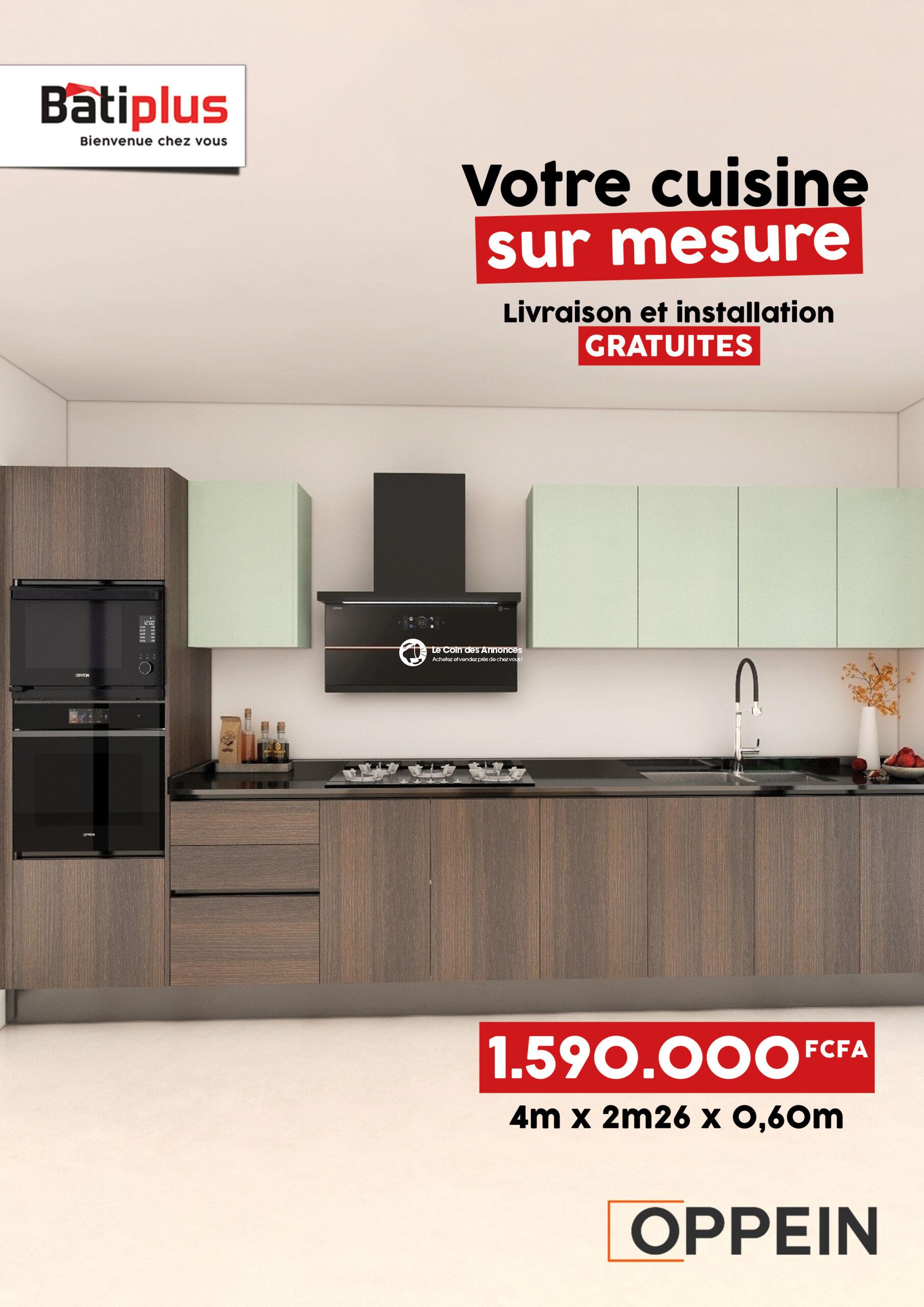 Mobilier de cuisine à partir de 1.500.000fcfa pour un espace fesant 4 mètres linéaire