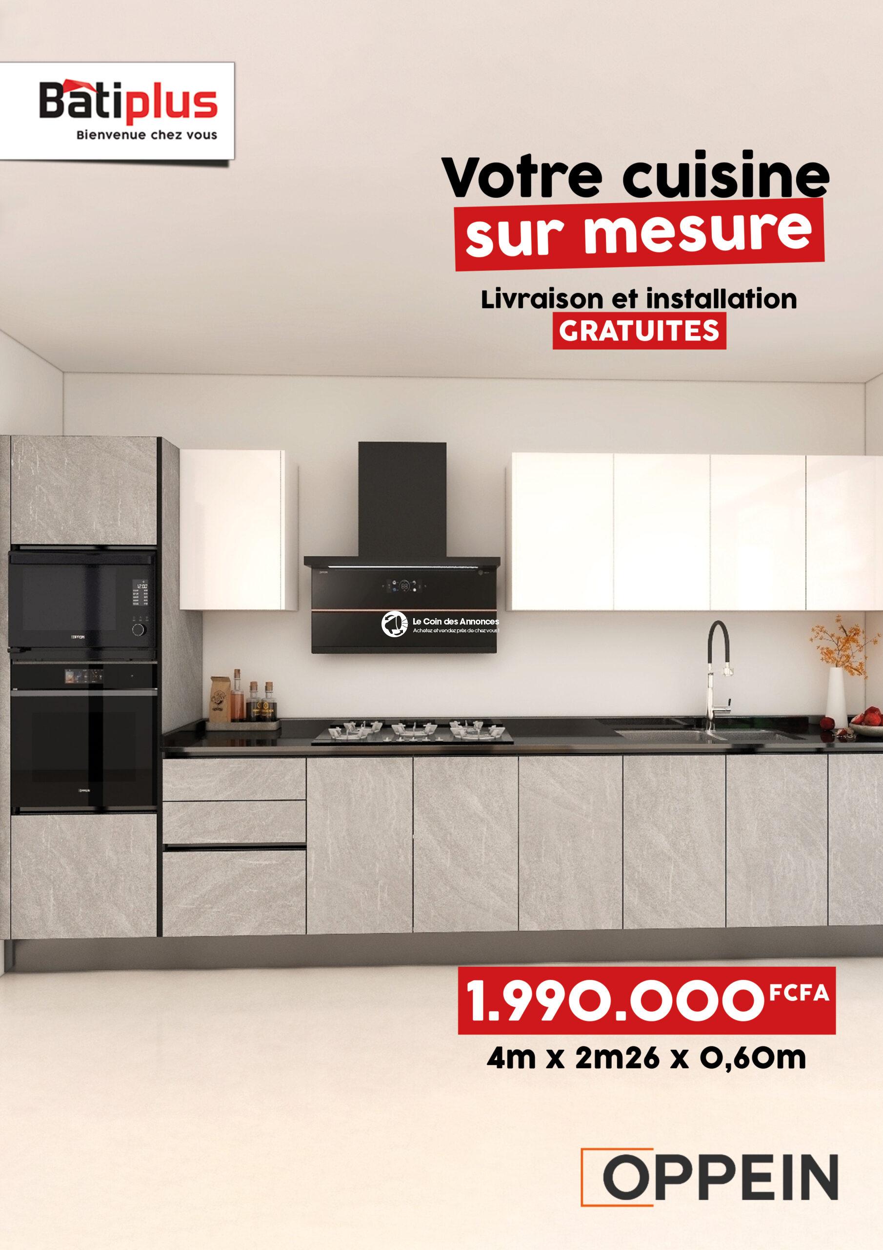 Mobilier de cuisine à partir de 1.500.000fcfa pour un espace fesant 4 mètres linéaire