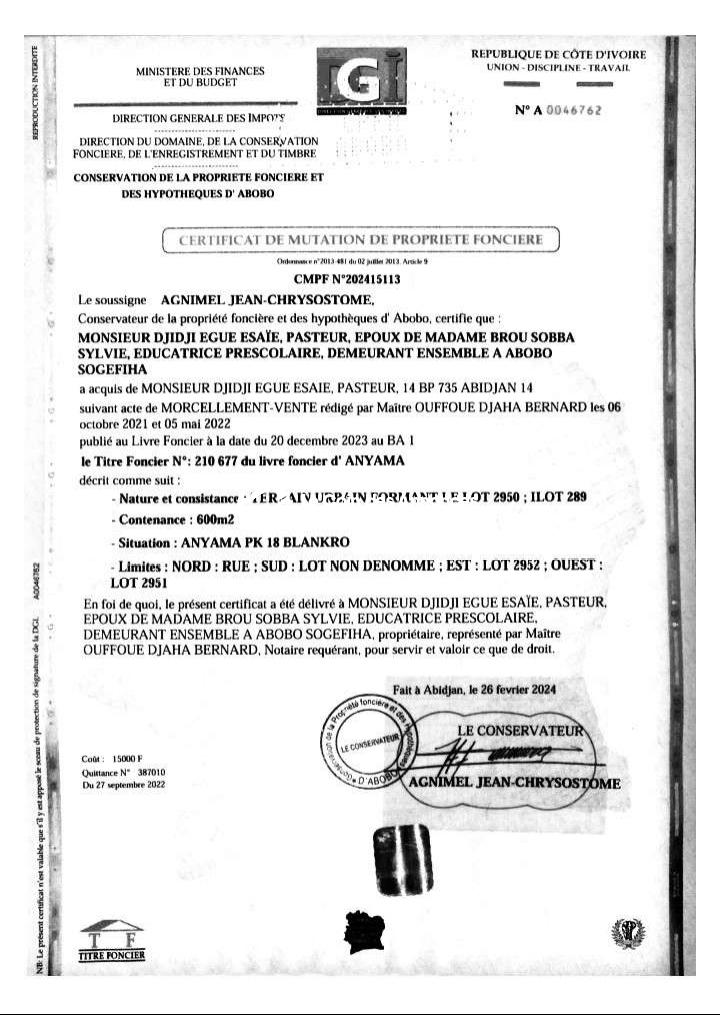 Terrain avec A.C.D en vente