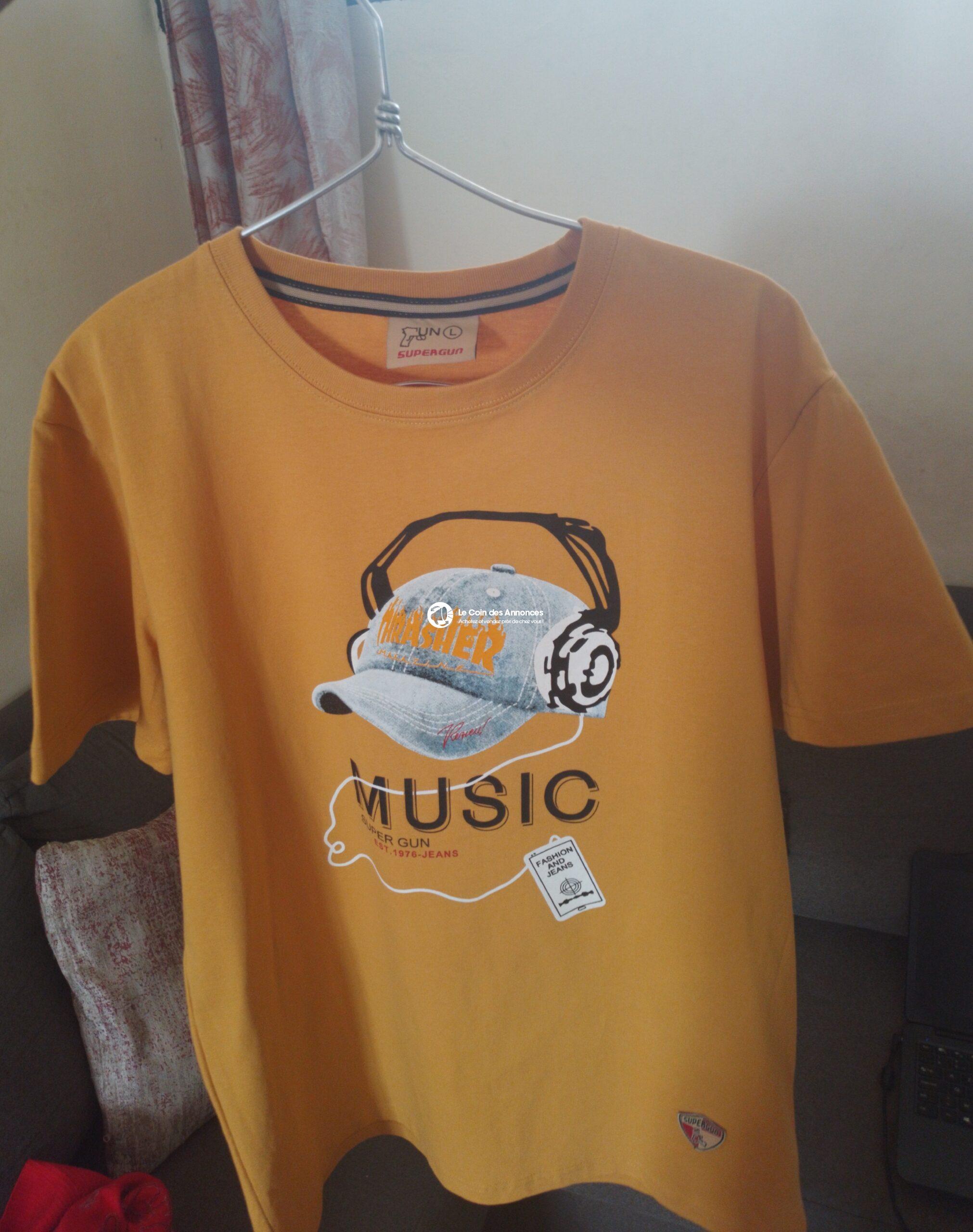 Tee-shirt jaune tendance “MUSIC”