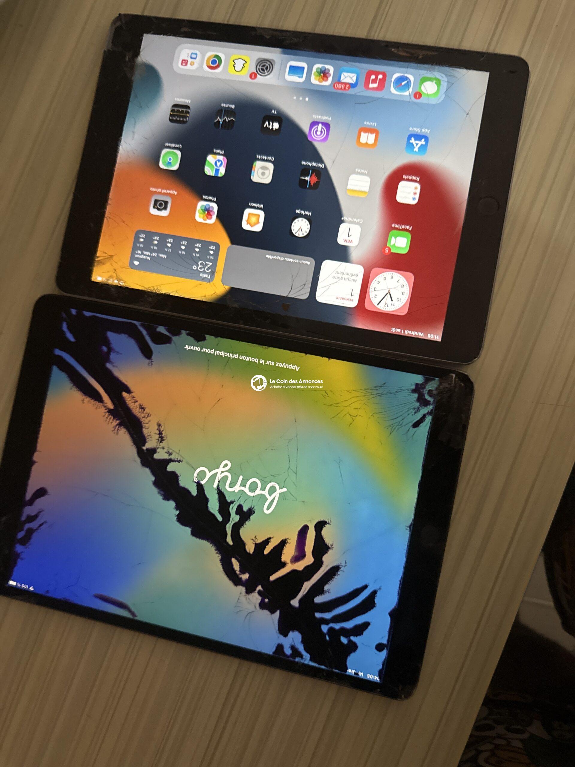 2 iPads fonctionnels – écran abîmé seulement(prix à débattre)