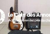 Guitare Basse (Fender) + Ampli (Roland) + Housse offerte